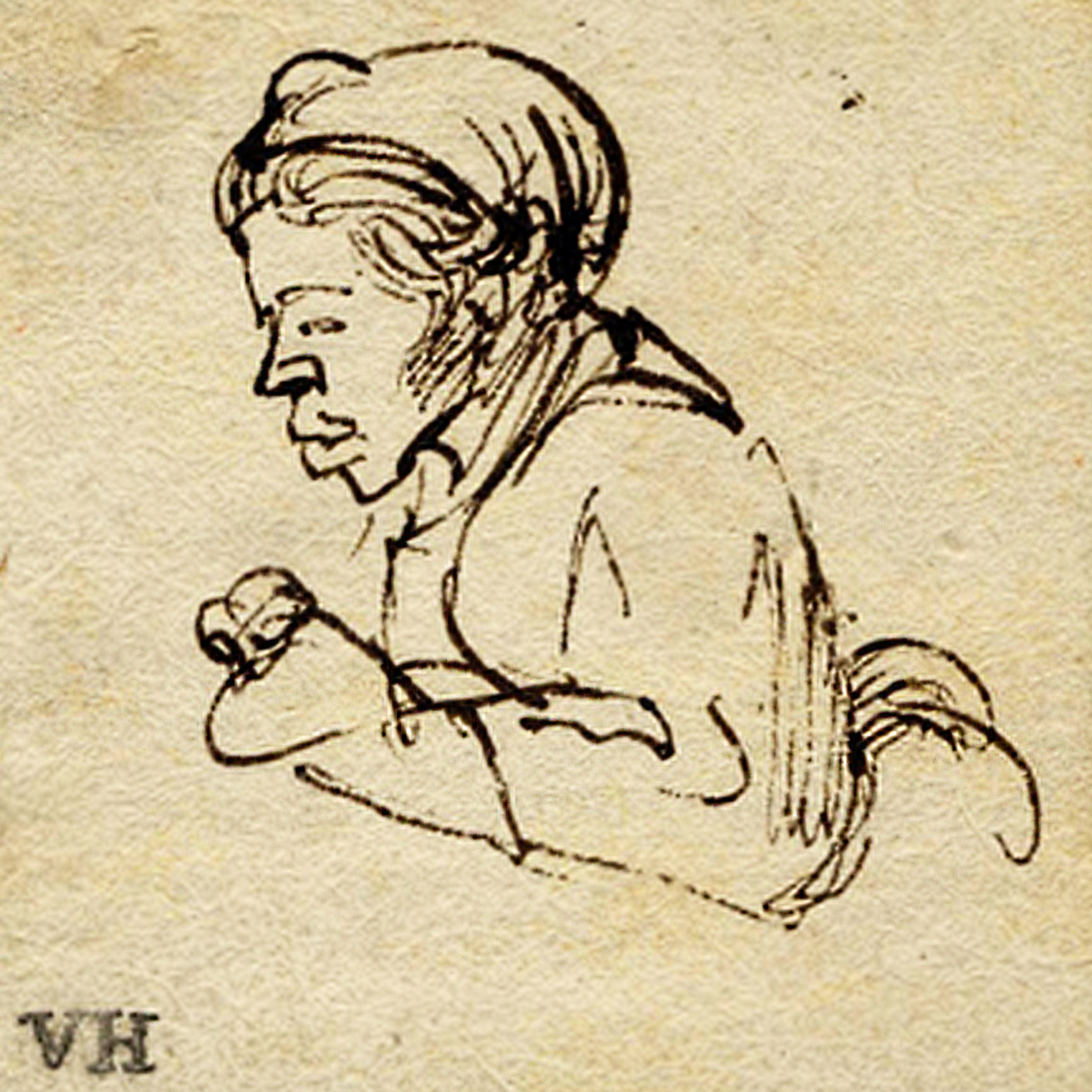 Rembrandt van Rijn, Dutch, 1606 ñ 1669: Study of a West African Woman, c. 1633-1635; pen in dark brown ink; 2-1/8 x 2 in. Ackland Art Museum, The University of North Carolina at Chapel Hill, The Peck Collection.