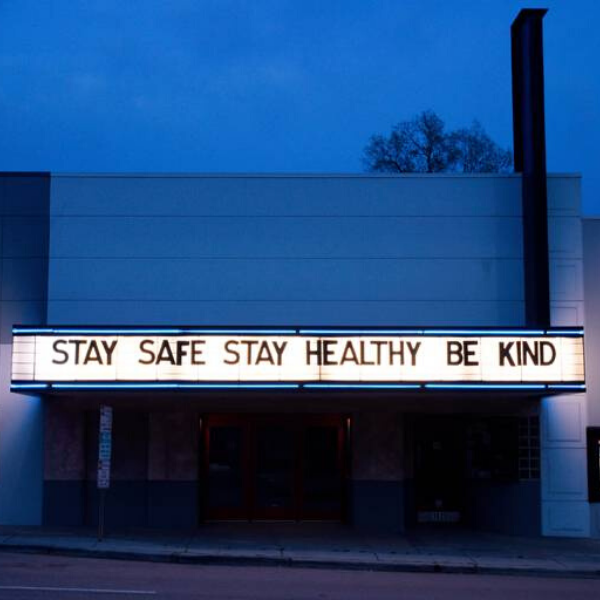 The marquee of the closed Rialto Theater on Glenwood Avenue displays a message during the COVID-19 coronavirus outbreak in N.C. Saturday night, March 21, 2020.