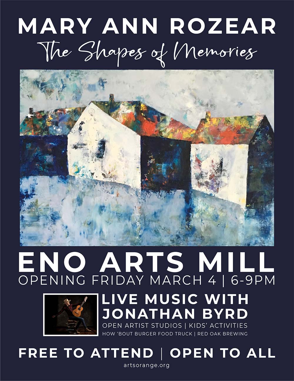 Flyer for March 4 opening at the Eno Mill Gallery