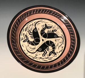 Ceramic plate with shrimp