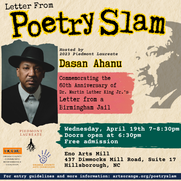 poetry slam graphic featuring dasan ahanu in a black hat.