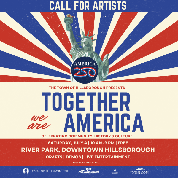graphic for call for artists for together we are america july 4 festival