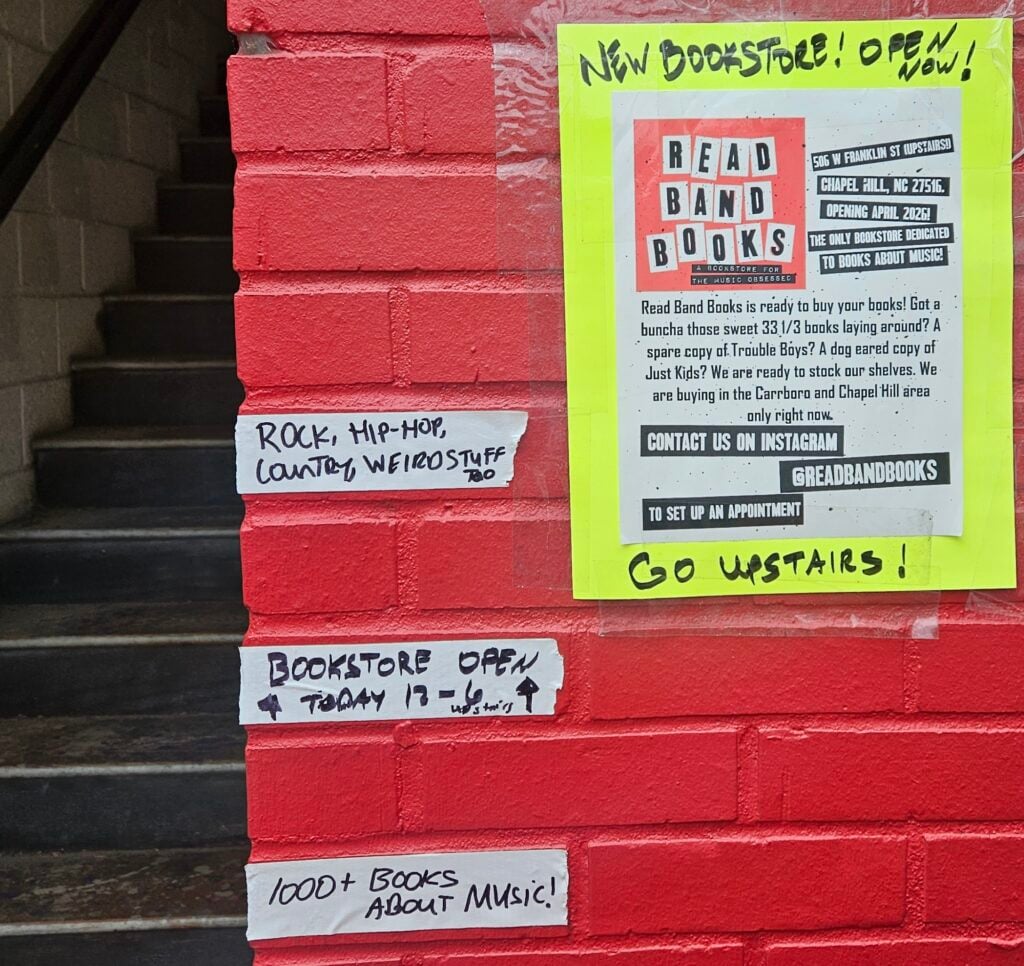sign promoting Local 506's new bookstore