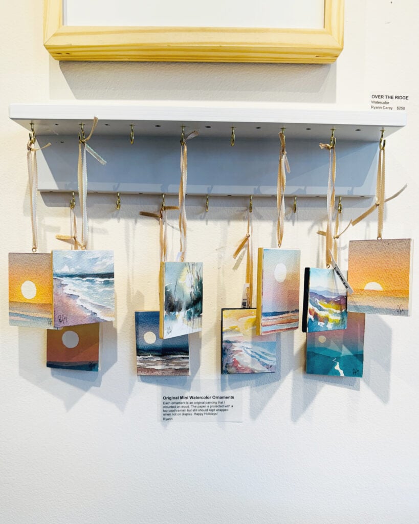 hanging watercolor ornaments