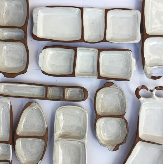 geometric ceramic platters